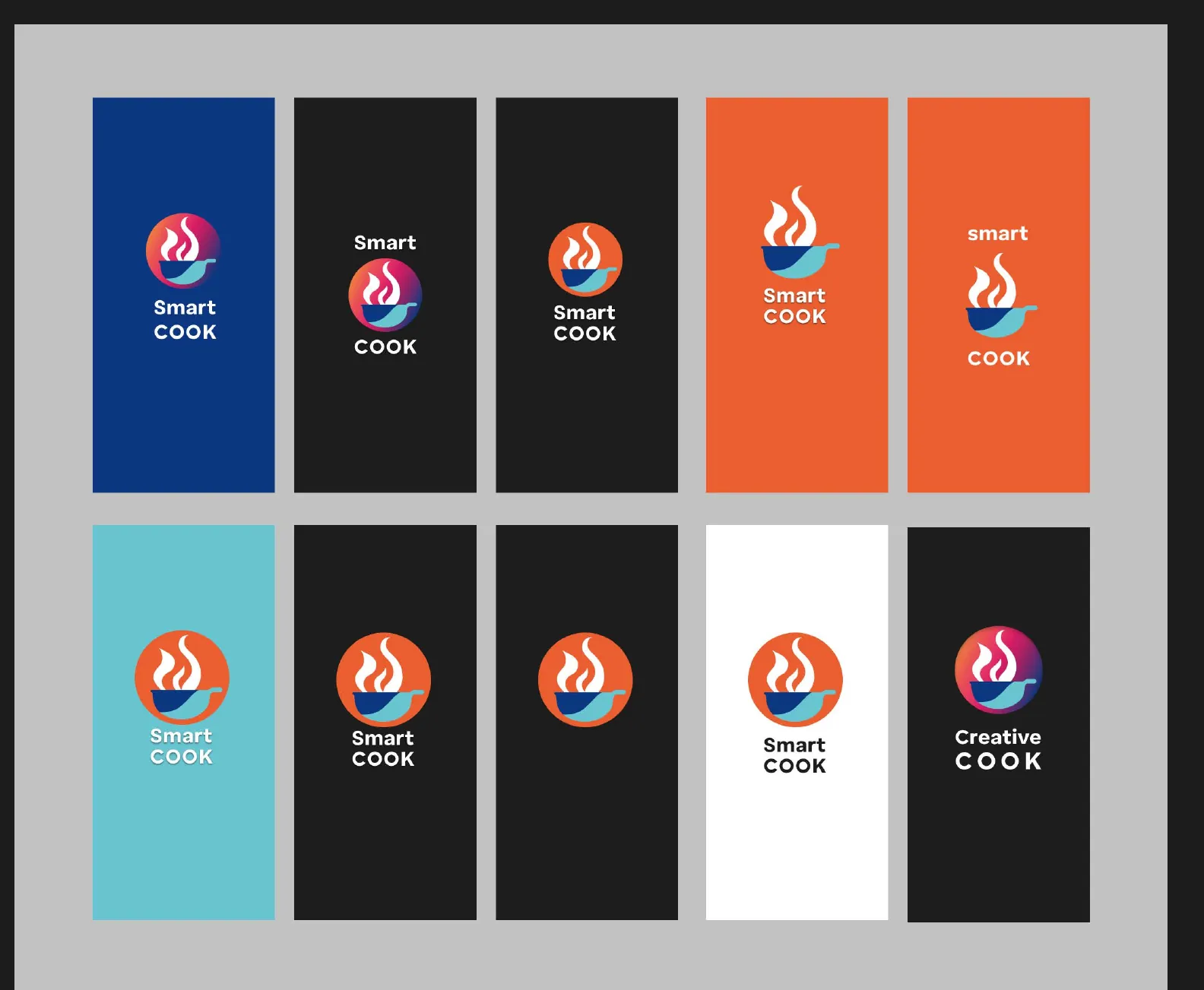 Ten variants of the app icon in different colours