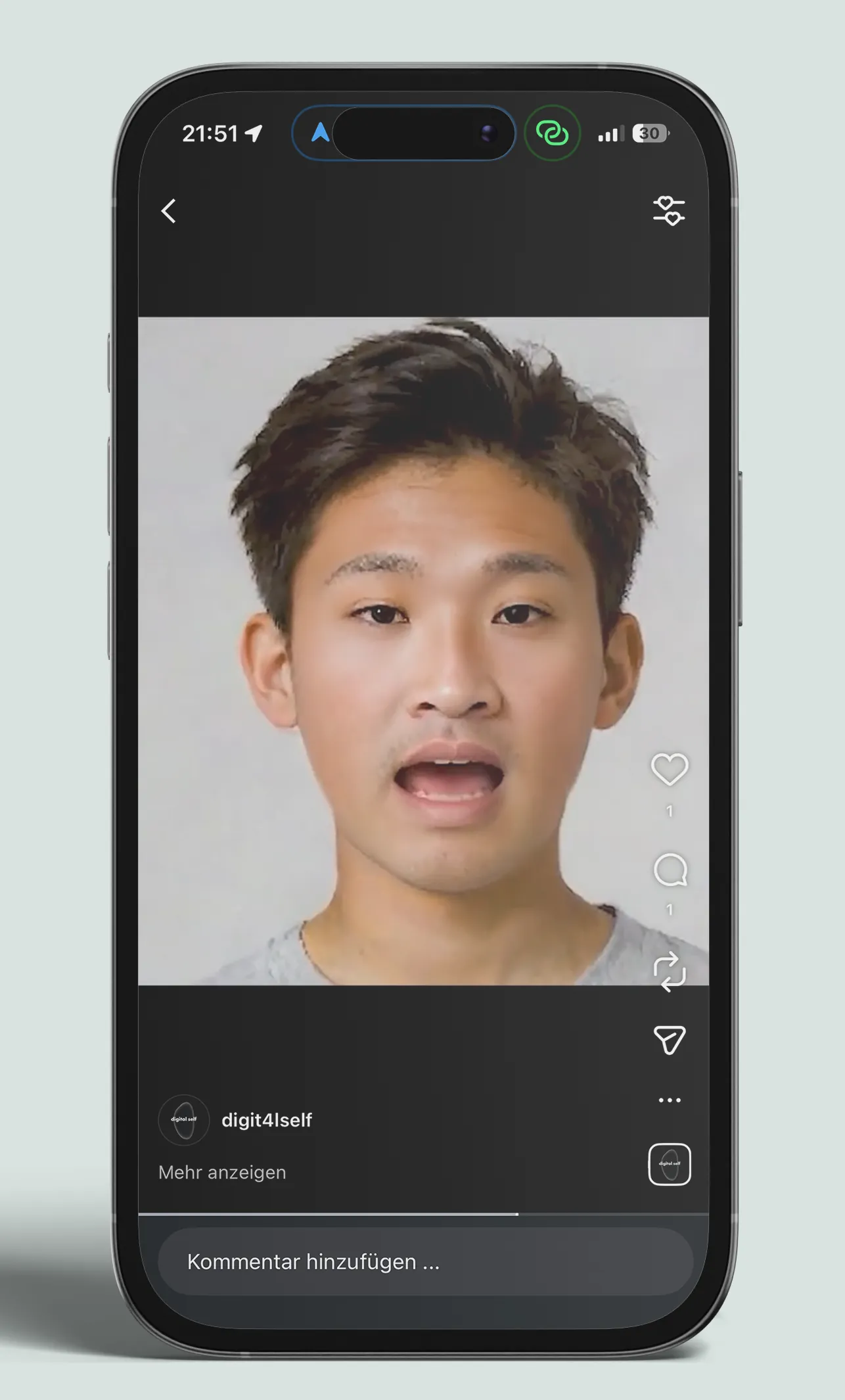 Younger version on a smartphone