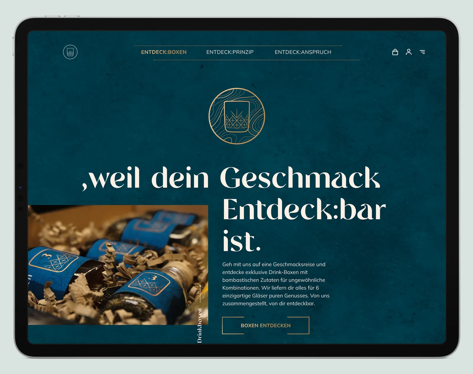 Tablet showing the shop home page