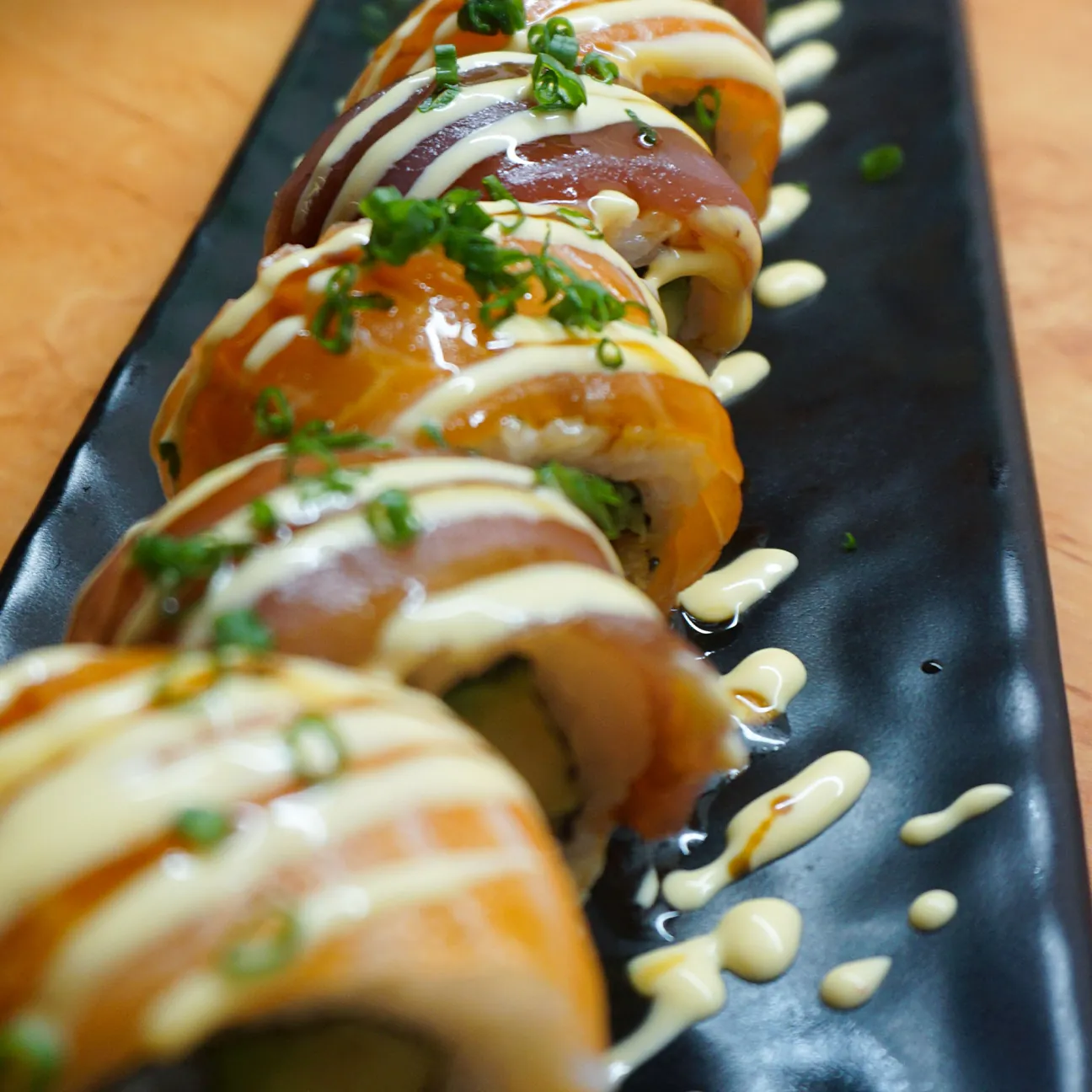 Close-up of a sushi roll